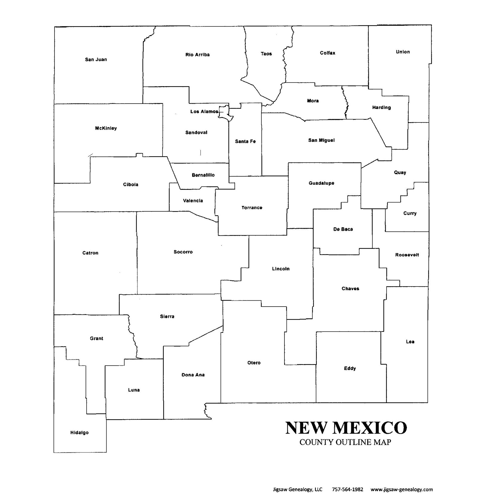 New Mexico County Map Jigsaw Genealogy