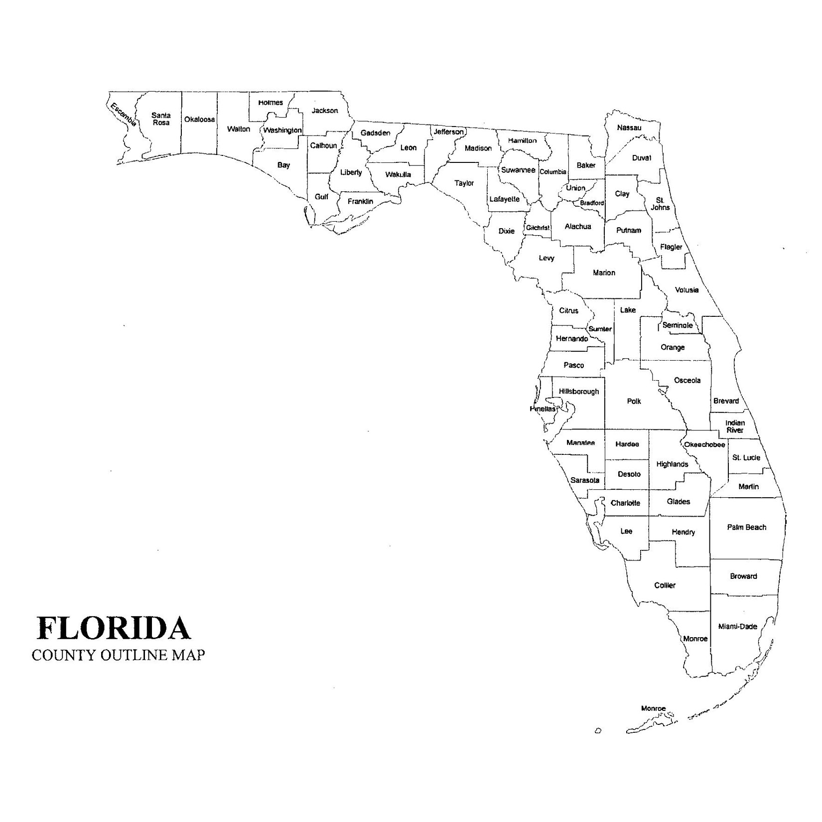 Printable Florida County Map