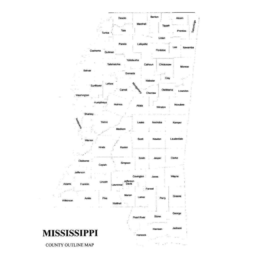 Mississippi County Map – Jigsaw-Genealogy