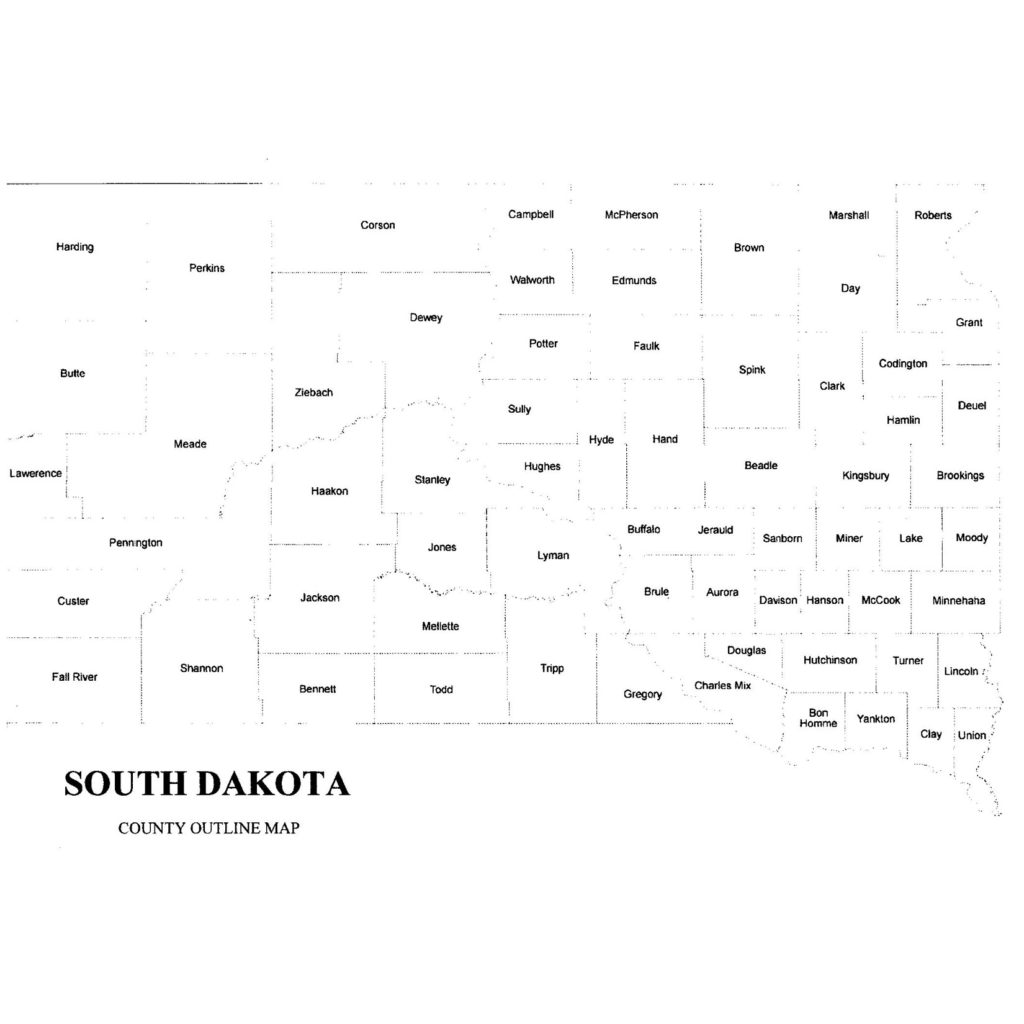 South Dakota County Map – Jigsaw-Genealogy