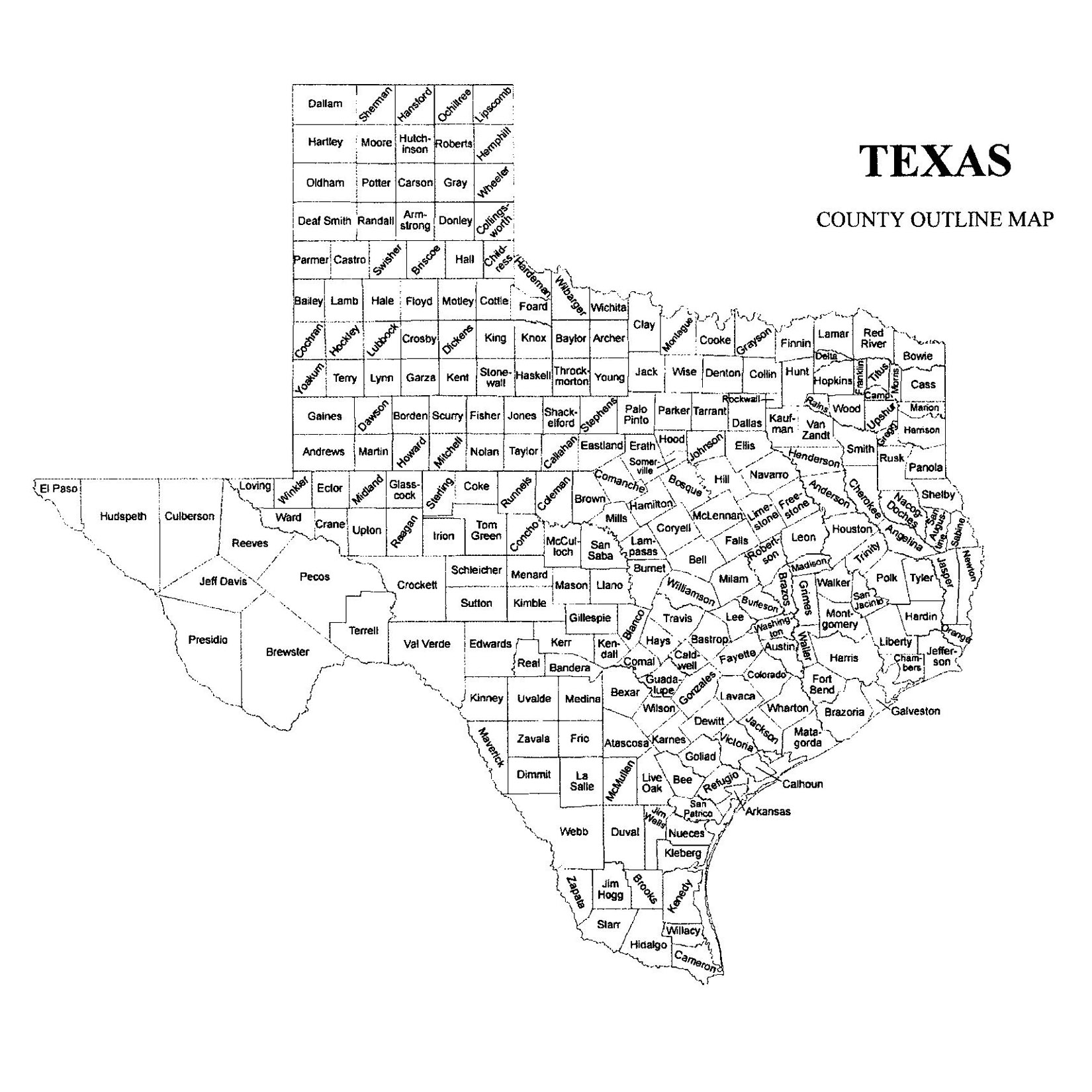 Texas County Map – Jigsaw-Genealogy