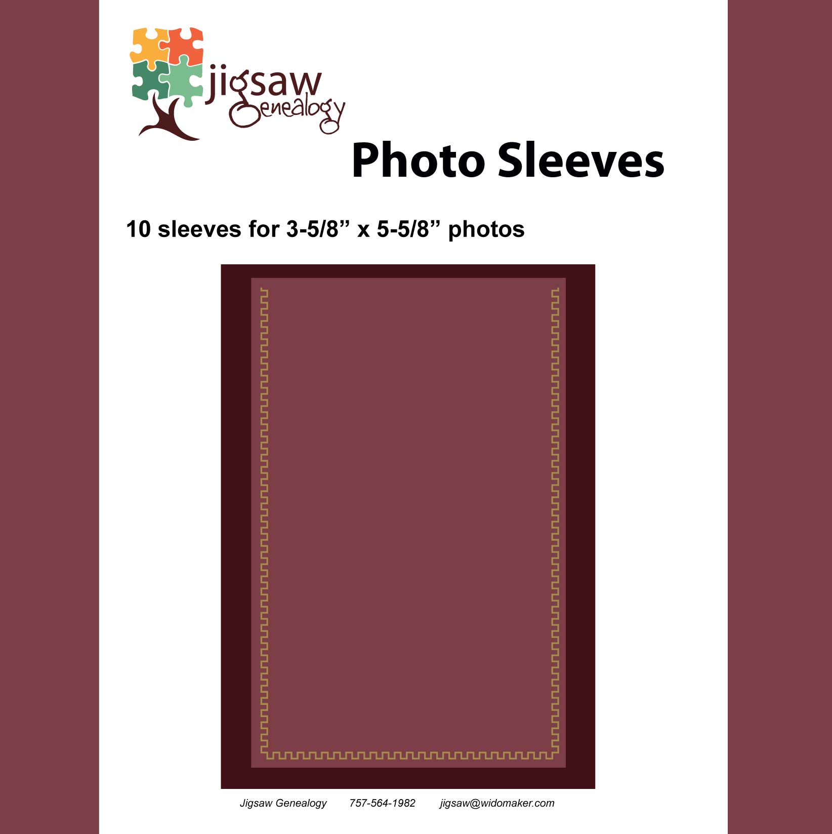 Photo Sleeves 3 75 X 5 5 Photos 10 Jigsaw Genealogy